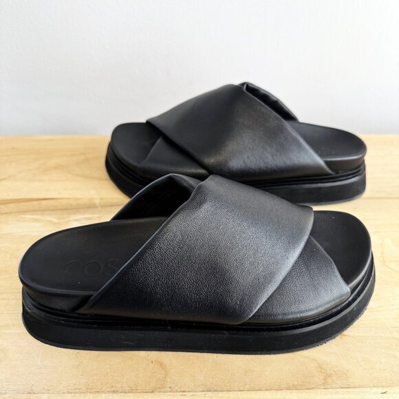 COS Crossover Strap Platform Sliders Sandals Women's US 10 - Picture 1 of 10